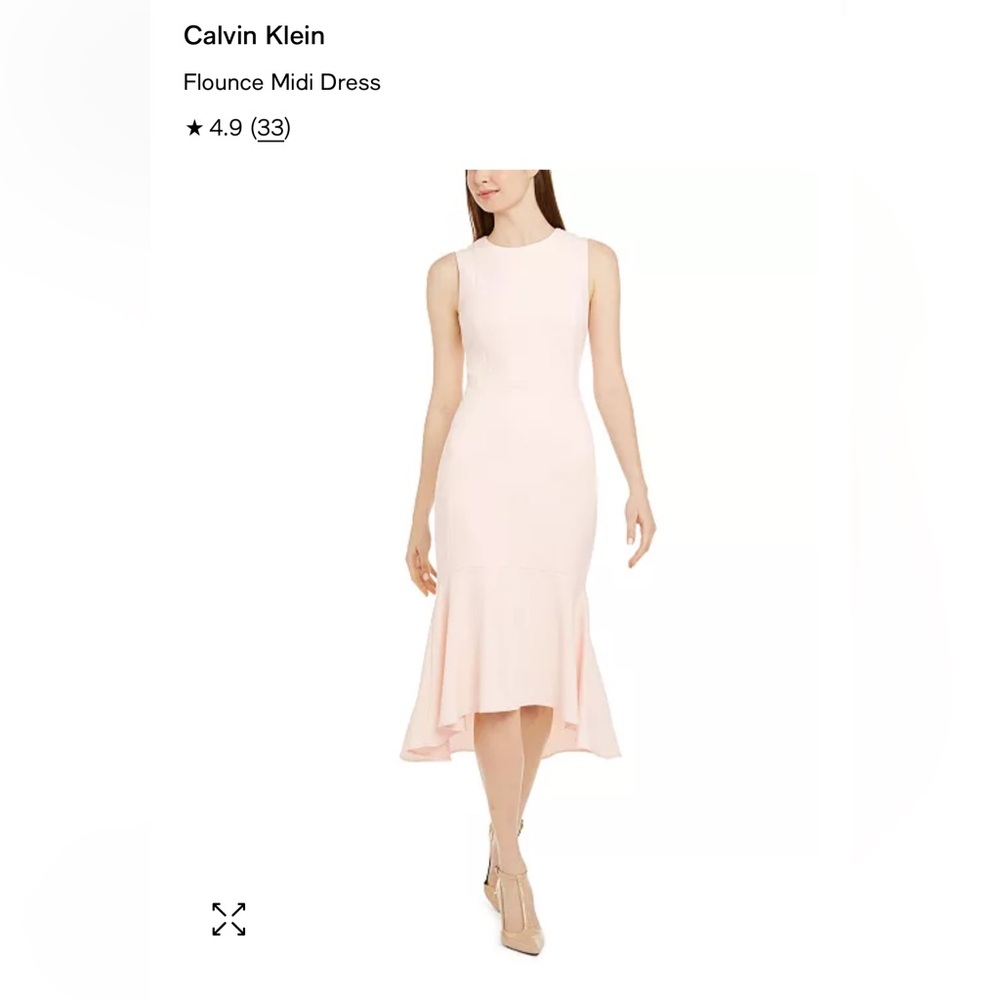 Calvin Klein Cream Ruffled High Low Sundress